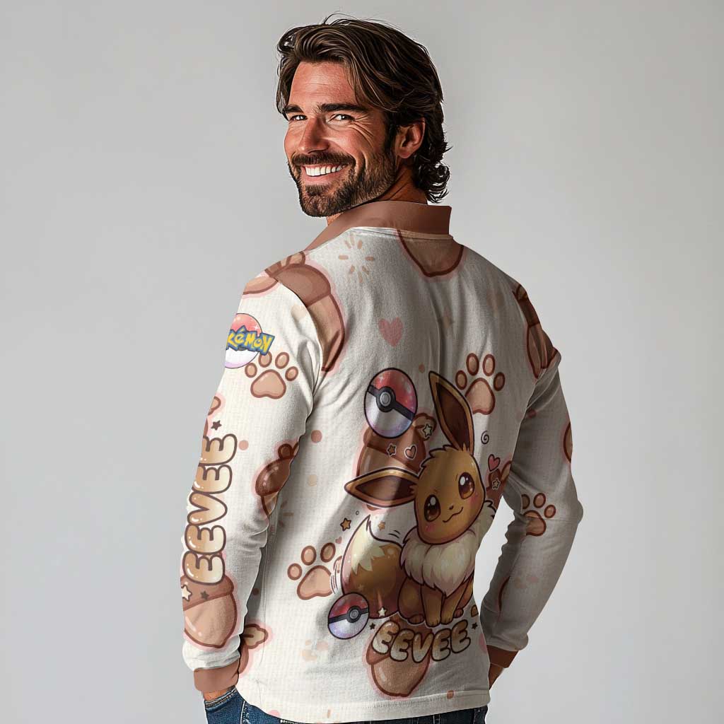 Eevee Long Sleeve Polo Shirt Cozy Autumn Acorn Art