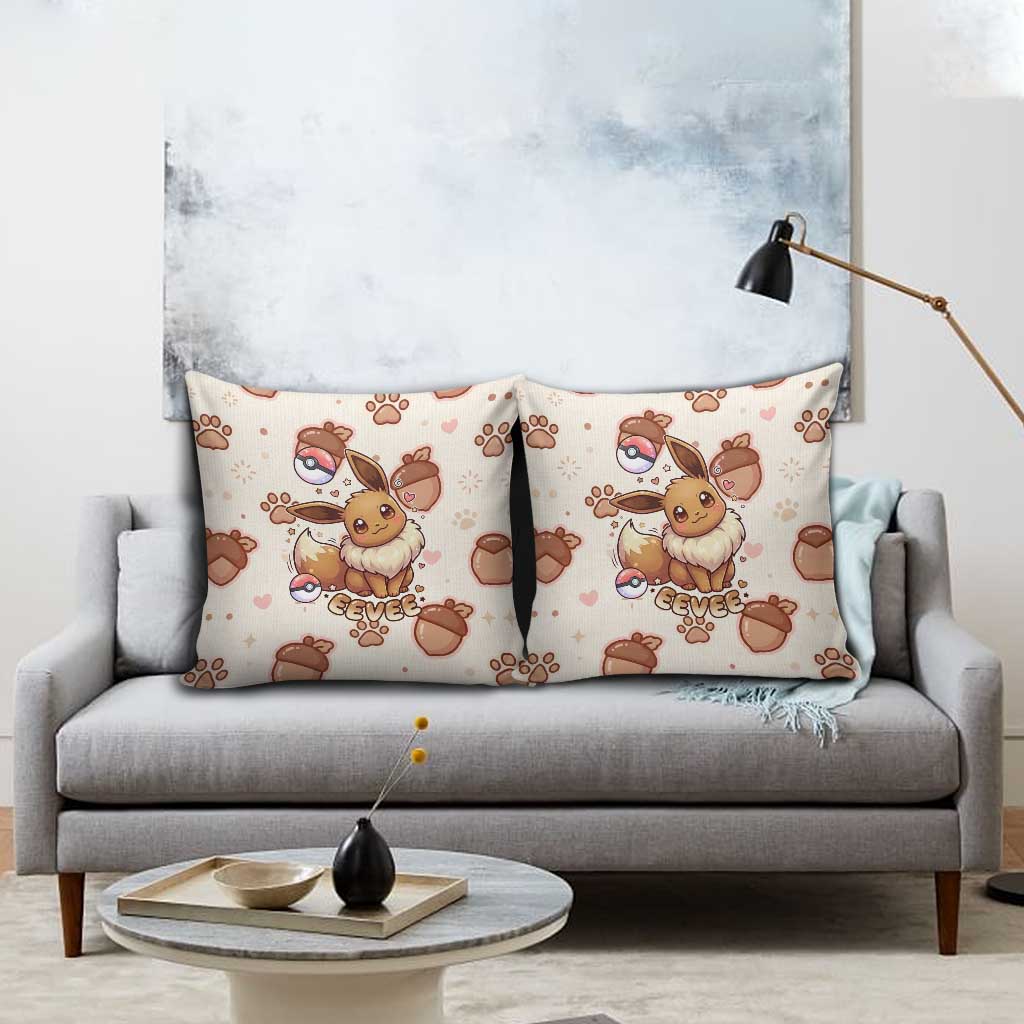 Eevee Pillow Cover Cozy Autumn Acorn Art