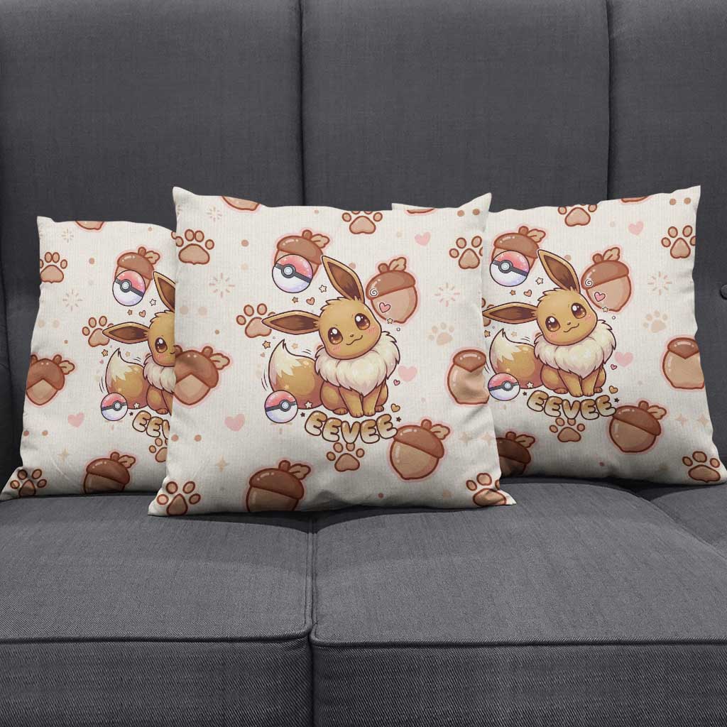 Eevee Pillow Cover Cozy Autumn Acorn Art