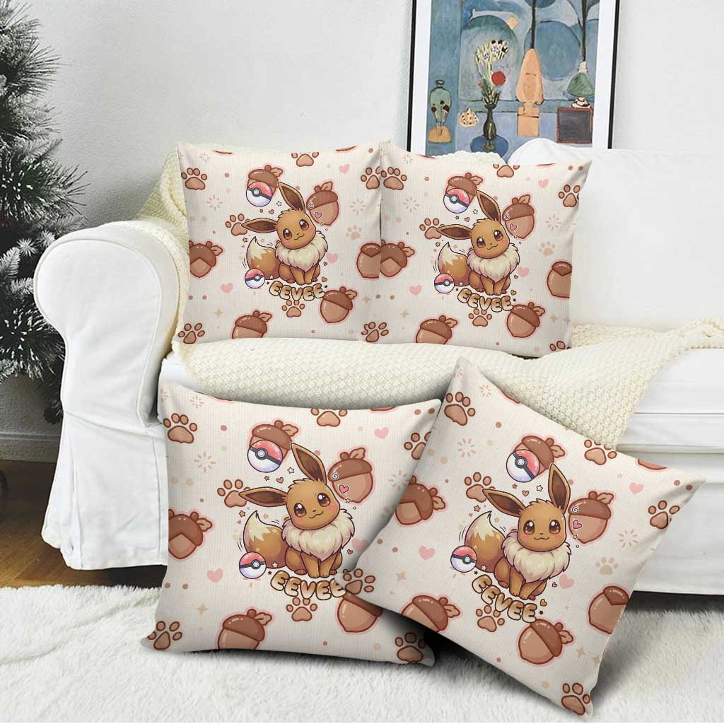 Eevee Pillow Cover Cozy Autumn Acorn Art