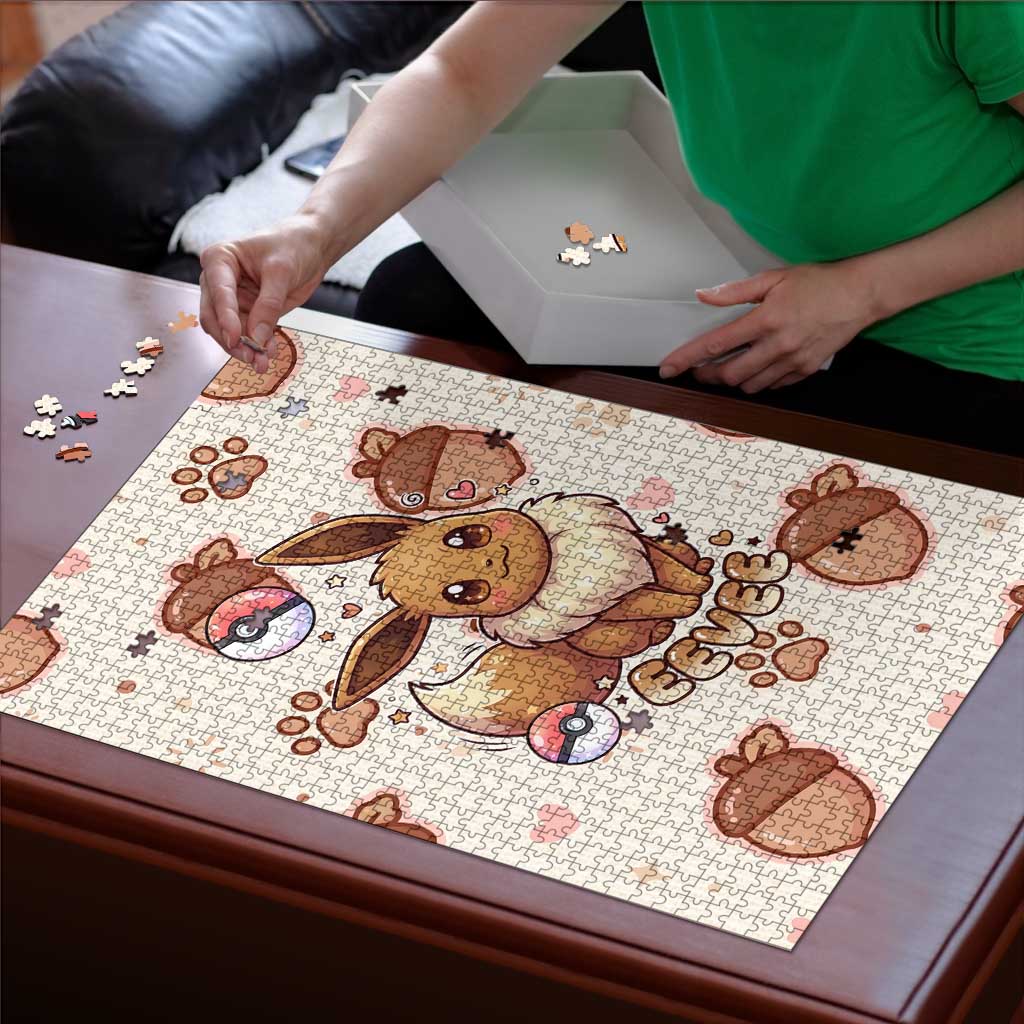 Eevee Puzzle Cozy Autumn Acorn Art