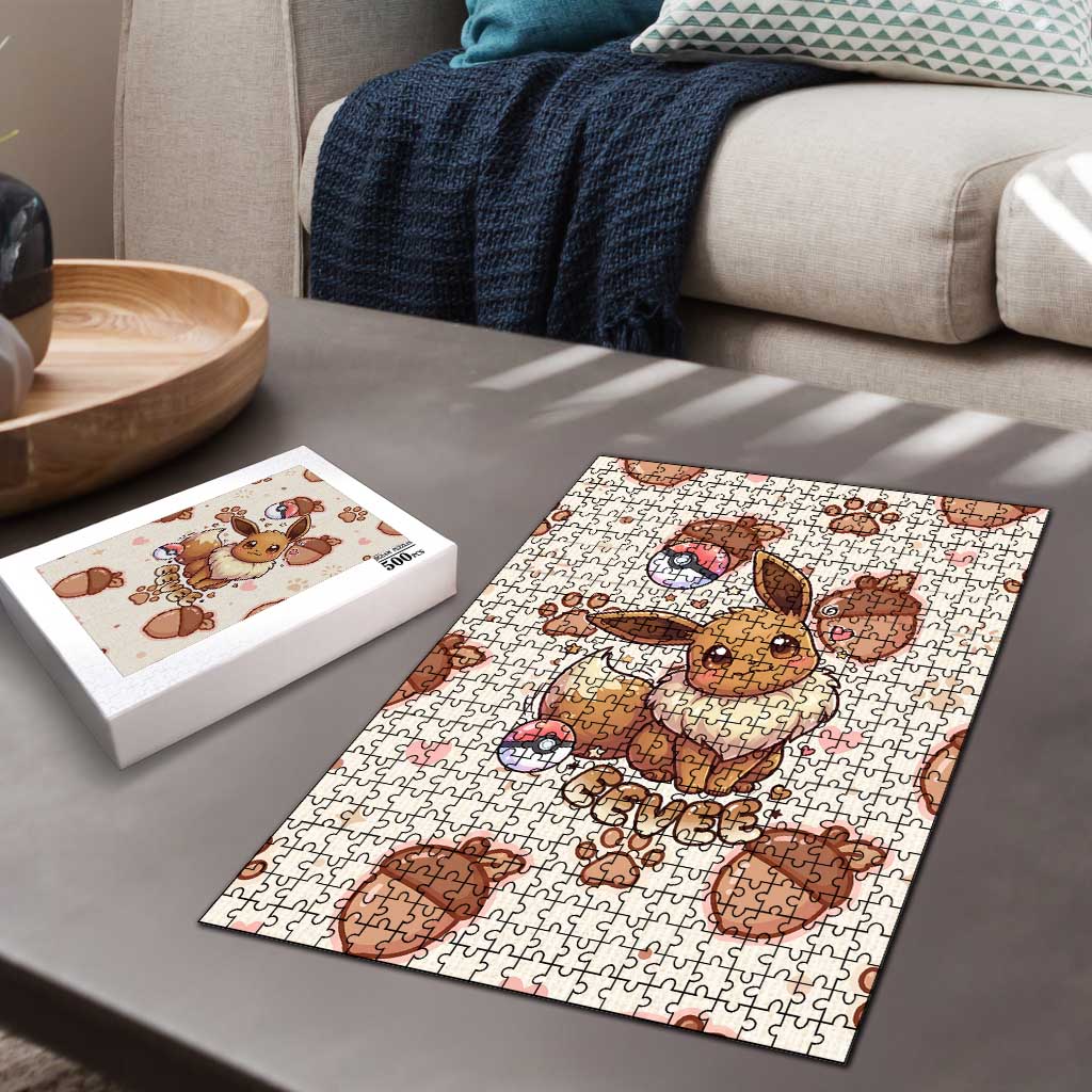 Eevee Puzzle Cozy Autumn Acorn Art
