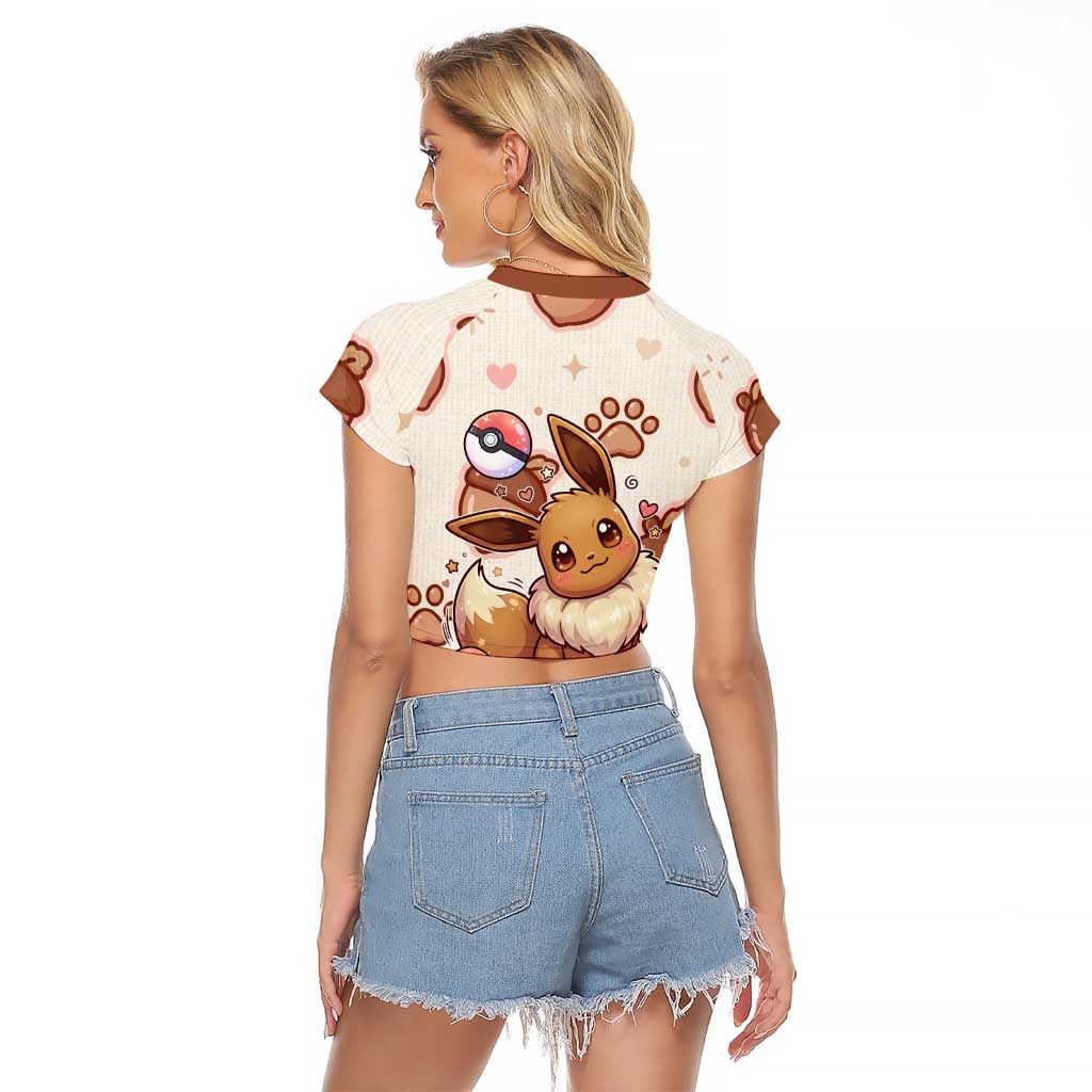 Eevee Raglan Cropped T Shirt Cozy Autumn Acorn Art