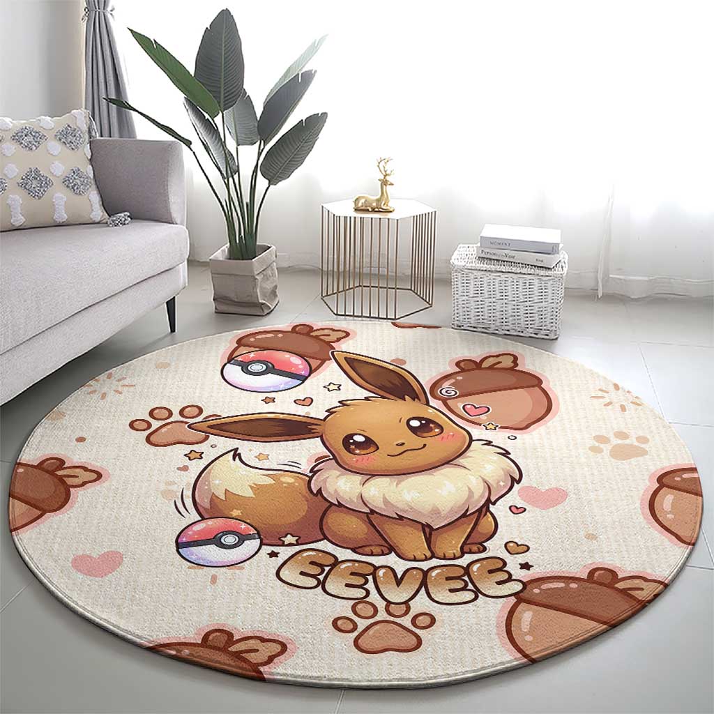 Eevee Round Carpet Cozy Autumn Acorn Art