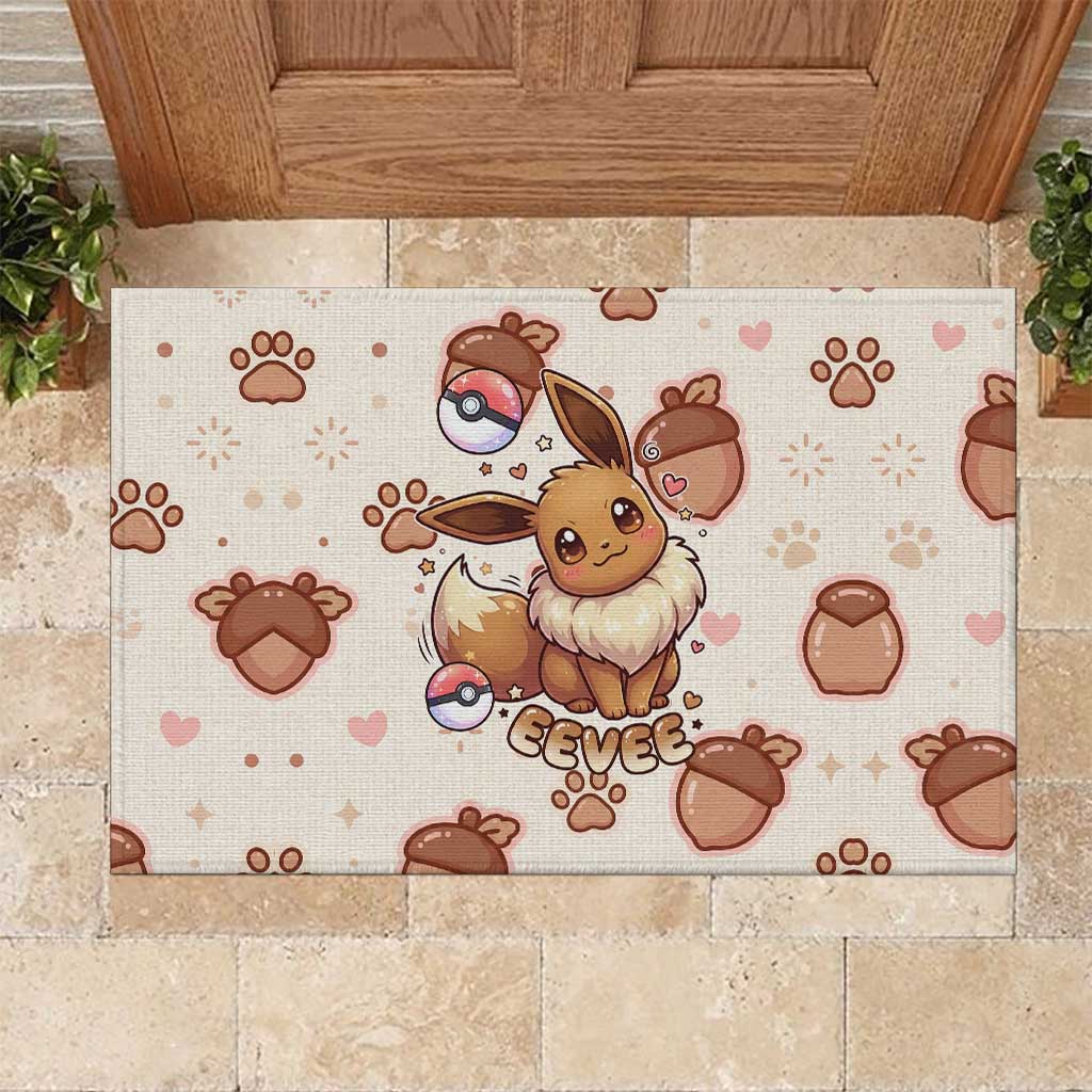 Eevee Rubber Doormat Cozy Autumn Acorn Art