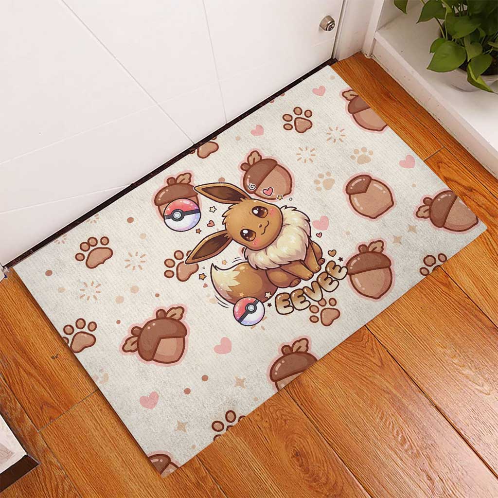 Eevee Rubber Doormat Cozy Autumn Acorn Art
