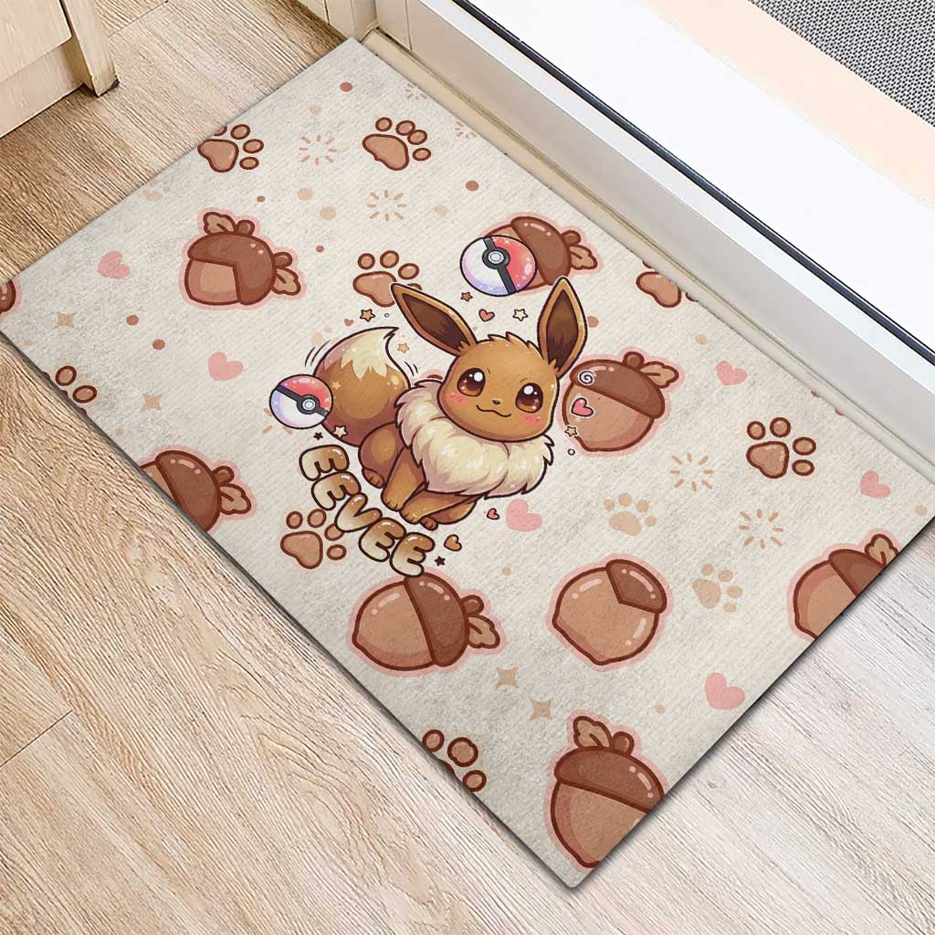 Eevee Rubber Doormat Cozy Autumn Acorn Art