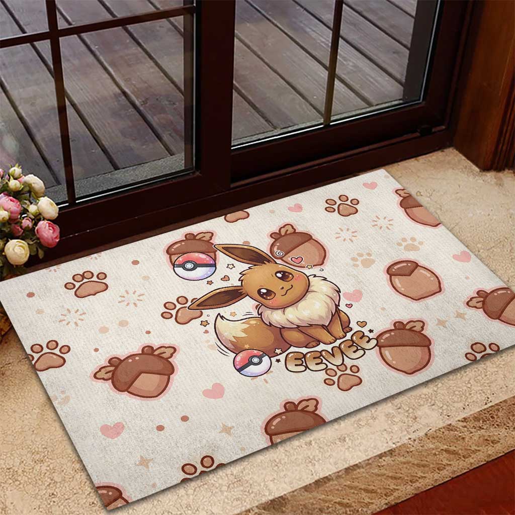 Eevee Rubber Doormat Cozy Autumn Acorn Art