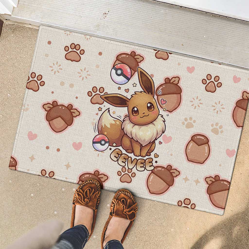 Eevee Rubber Doormat Cozy Autumn Acorn Art