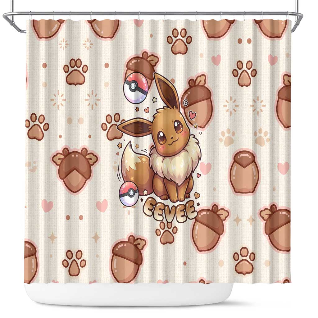 Eevee Shower Curtain Cozy Autumn Acorn Art