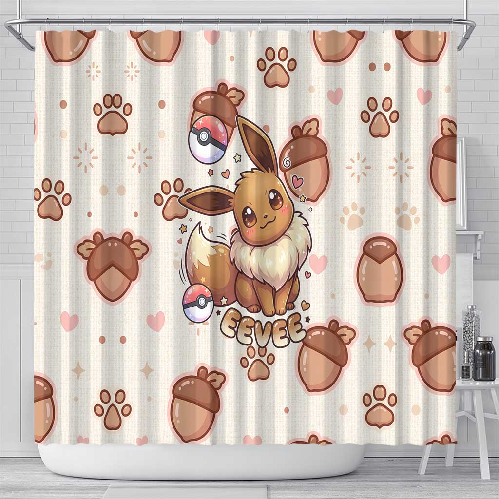 Eevee Shower Curtain Cozy Autumn Acorn Art