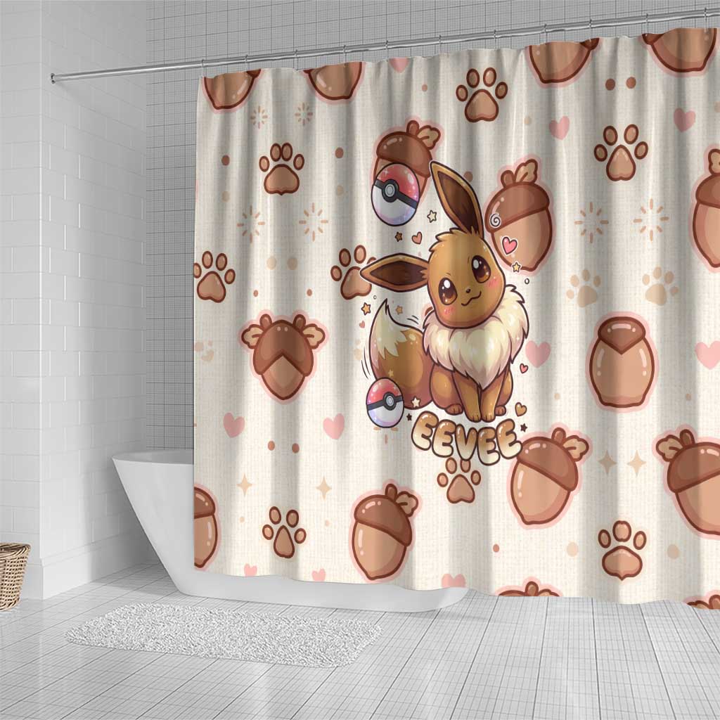 Eevee Shower Curtain Cozy Autumn Acorn Art