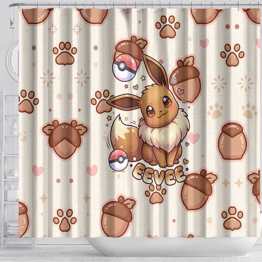 Eevee Shower Curtain Cozy Autumn Acorn Art