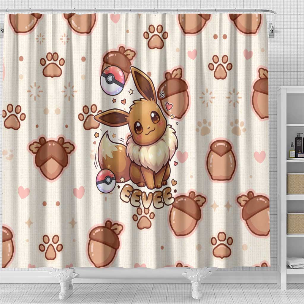 Eevee Shower Curtain Cozy Autumn Acorn Art