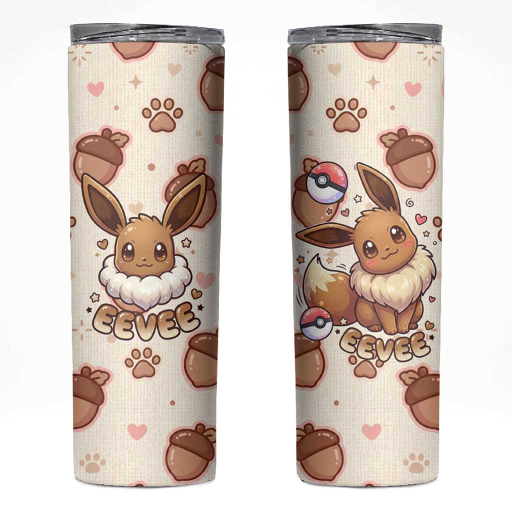 Eevee Skinny Tumbler Cozy Autumn Acorn Art
