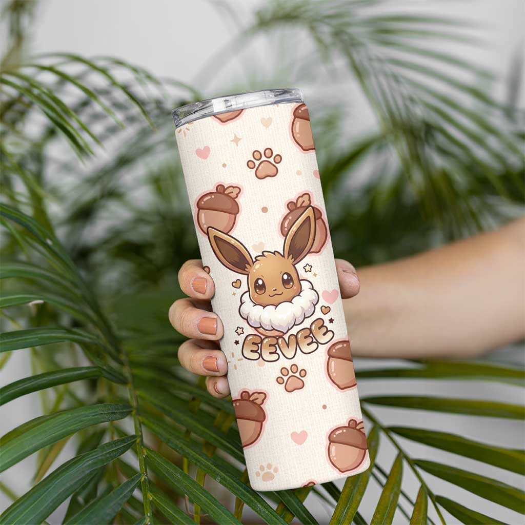 Eevee Skinny Tumbler Cozy Autumn Acorn Art