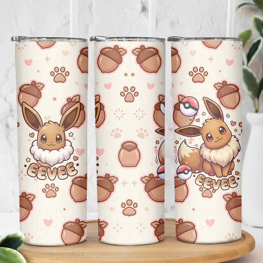 Eevee Skinny Tumbler Cozy Autumn Acorn Art