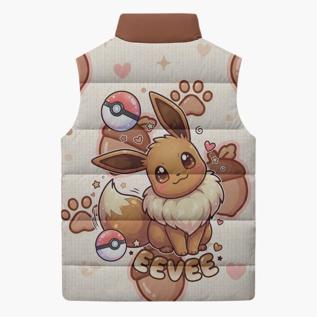 Eevee Sleeveless Puffer Jacket Cozy Autumn Acorn Art