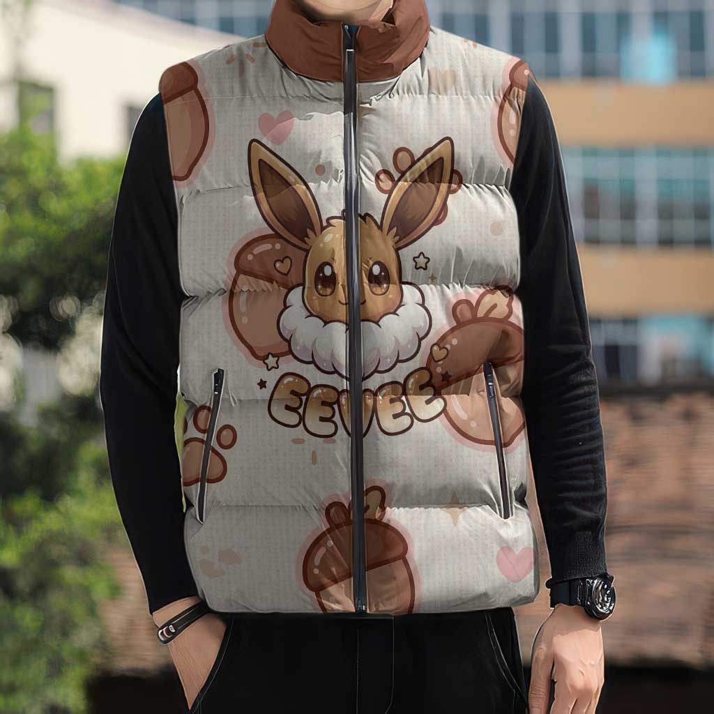 Eevee Sleeveless Puffer Jacket Cozy Autumn Acorn Art