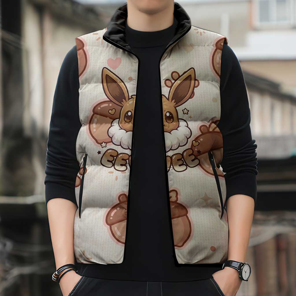 Eevee Sleeveless Puffer Jacket Cozy Autumn Acorn Art