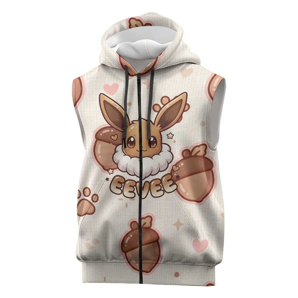 Eevee Sleeveless Zip Hoodie Cozy Autumn Acorn Art