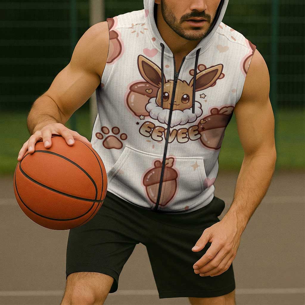 Eevee Sleeveless Zip Hoodie Cozy Autumn Acorn Art