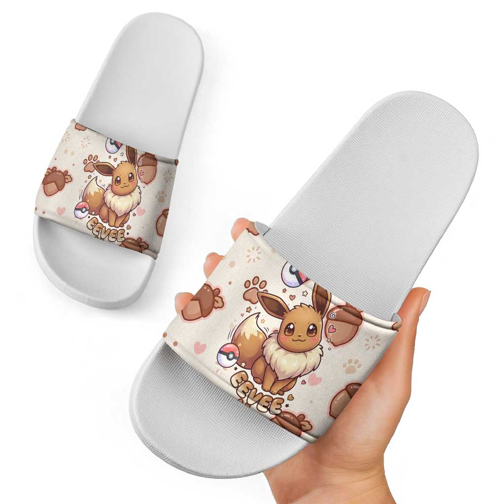 Eevee Slide Sandals Cozy Autumn Acorn Art