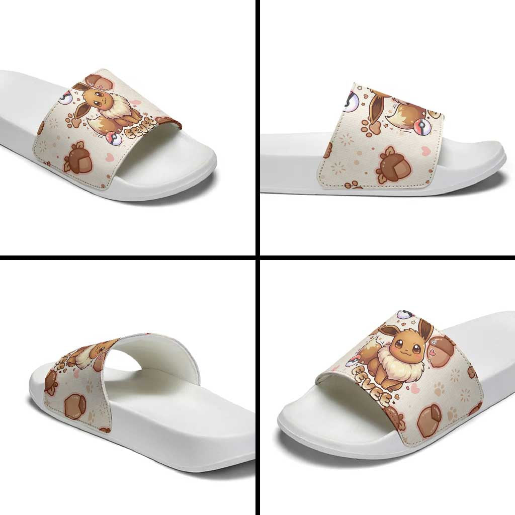 Eevee Slide Sandals Cozy Autumn Acorn Art