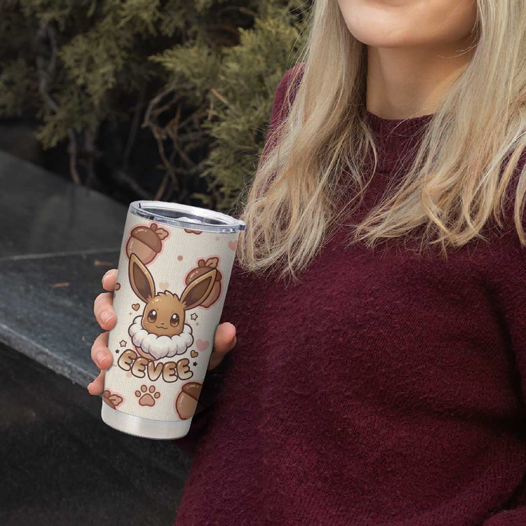 Eevee Tumbler Cup Cozy Autumn Acorn Art