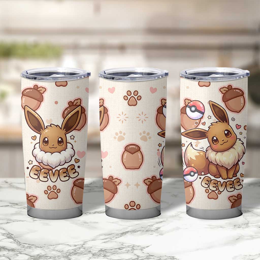 Eevee Tumbler Cup Cozy Autumn Acorn Art