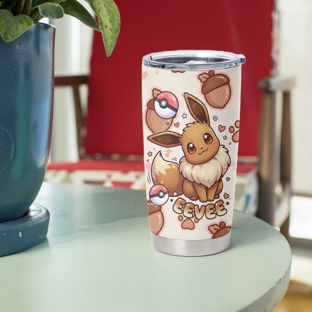 Eevee Tumbler Cup Cozy Autumn Acorn Art
