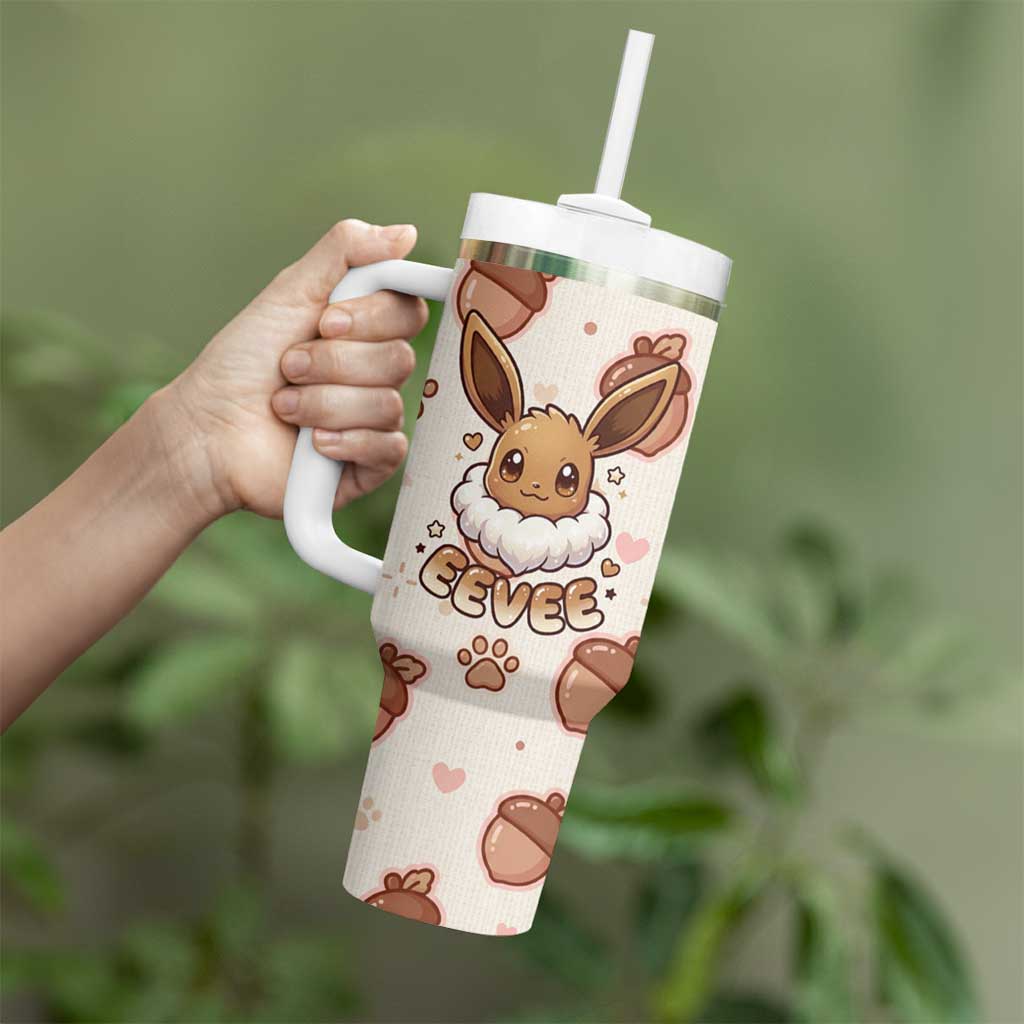 Eevee Tumbler With Handle Cozy Autumn Acorn Art