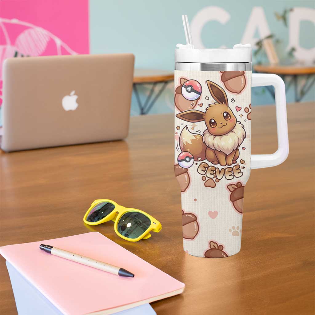 Eevee Tumbler With Handle Cozy Autumn Acorn Art