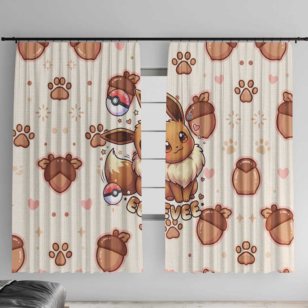 Eevee Window Curtain Cozy Autumn Acorn Art
