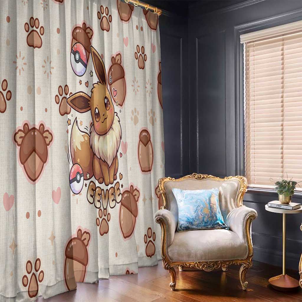 Eevee Window Curtain Cozy Autumn Acorn Art