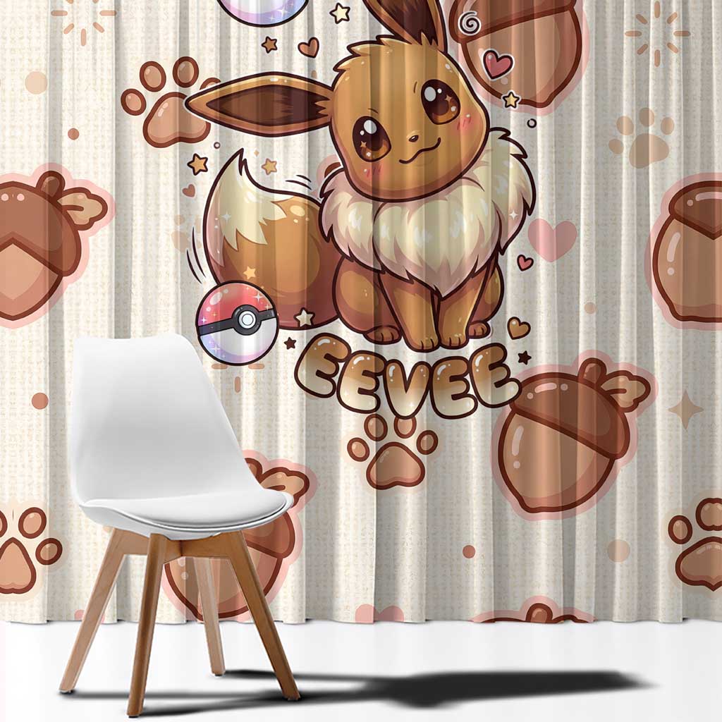 Eevee Window Curtain Cozy Autumn Acorn Art