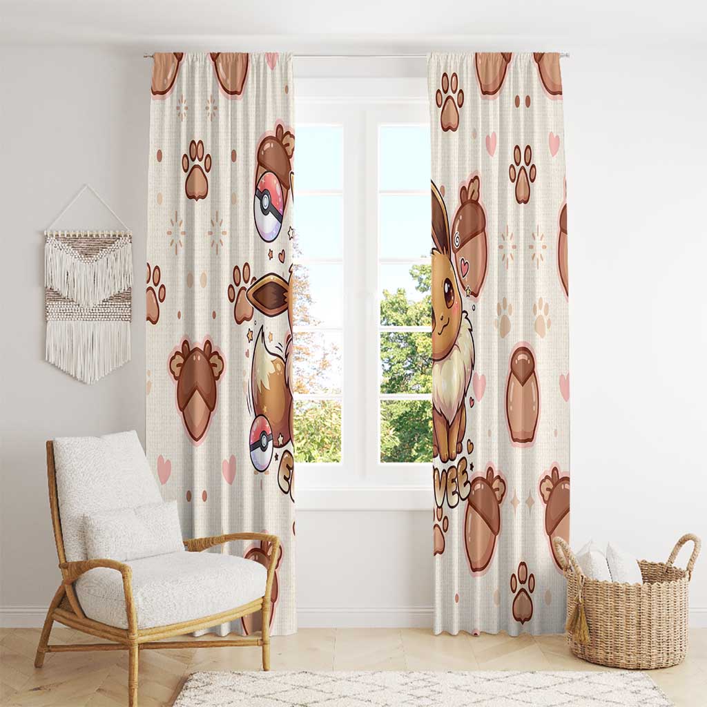 Eevee Window Curtain Cozy Autumn Acorn Art