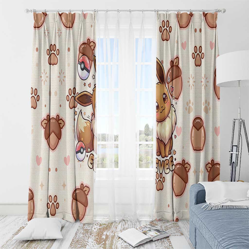 Eevee Window Curtain Cozy Autumn Acorn Art