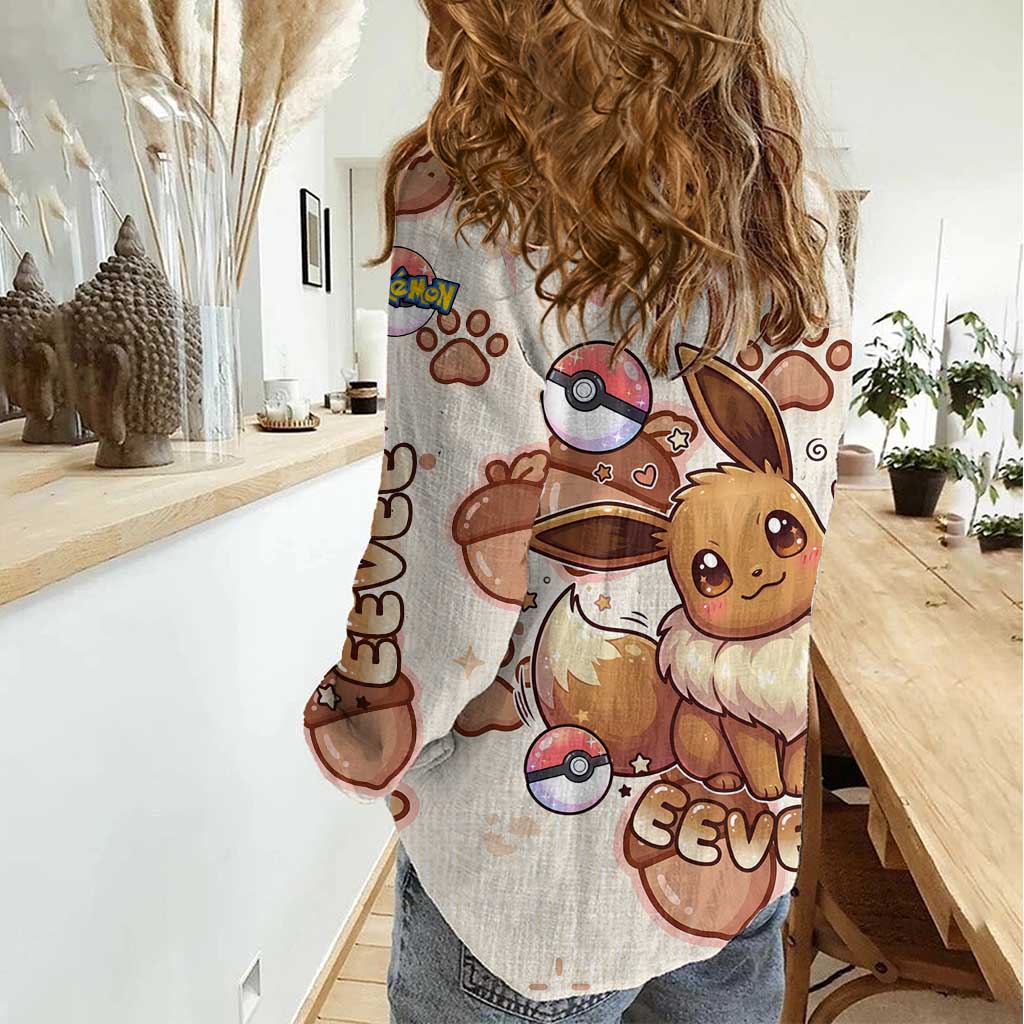 Eevee Women Casual Shirt Cozy Autumn Acorn Art