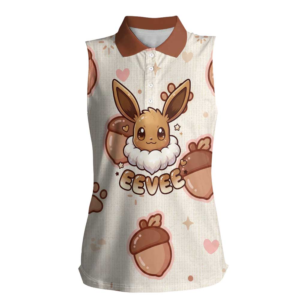 Eevee Women Sleeveless Polo Shirt Cozy Autumn Acorn Art