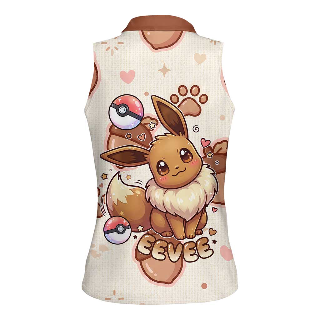 Eevee Women Sleeveless Polo Shirt Cozy Autumn Acorn Art