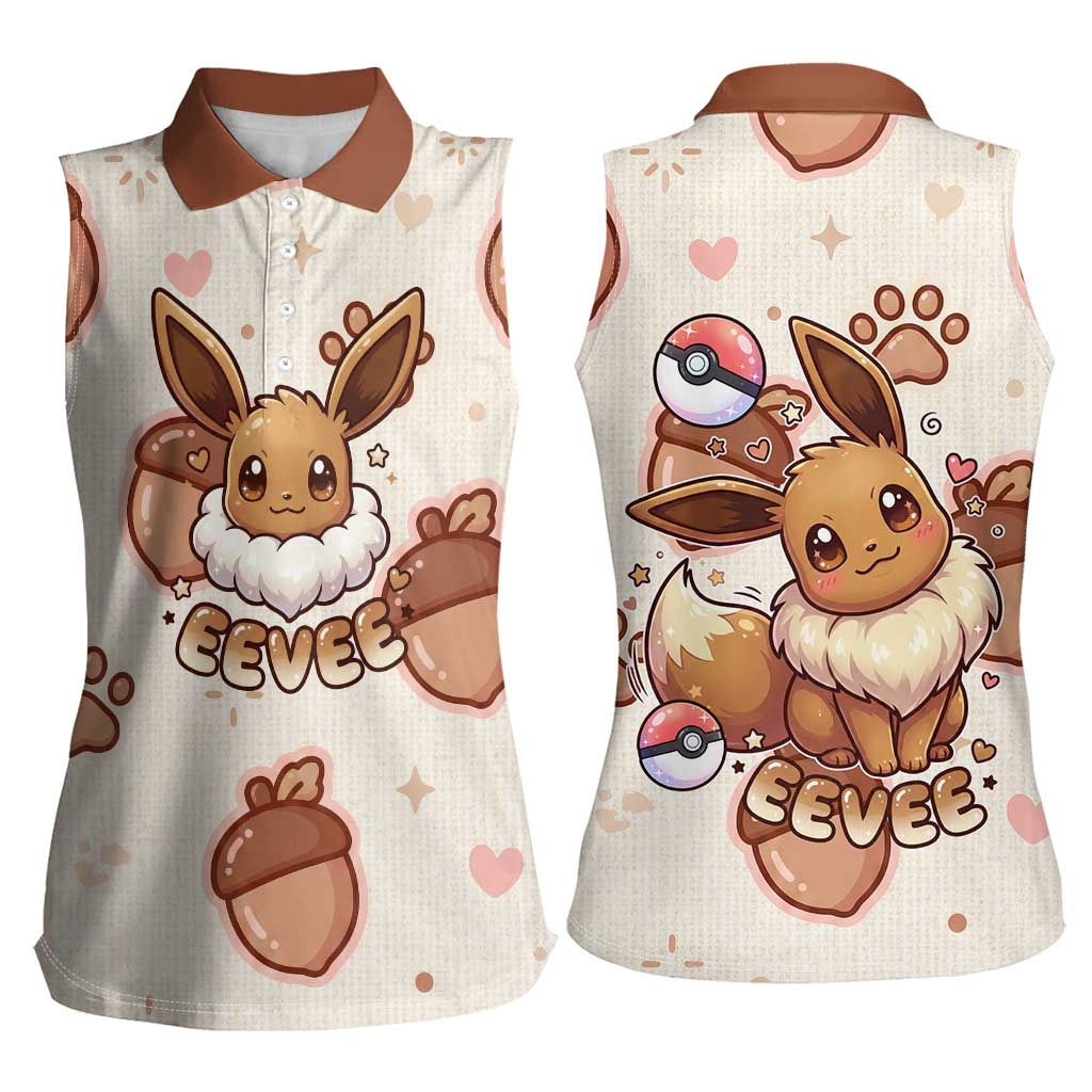 Eevee Women Sleeveless Polo Shirt Cozy Autumn Acorn Art