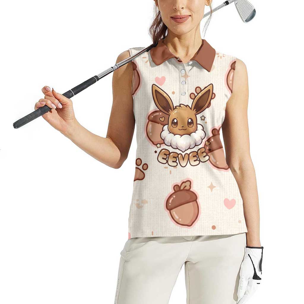 Eevee Women Sleeveless Polo Shirt Cozy Autumn Acorn Art