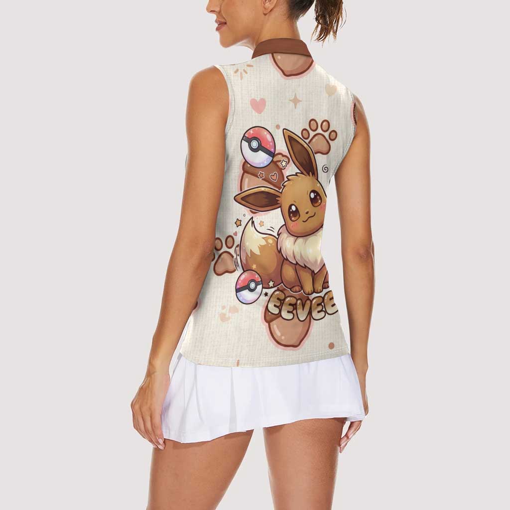 Eevee Women Sleeveless Polo Shirt Cozy Autumn Acorn Art