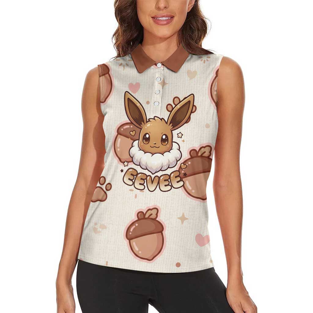 Eevee Women Sleeveless Polo Shirt Cozy Autumn Acorn Art