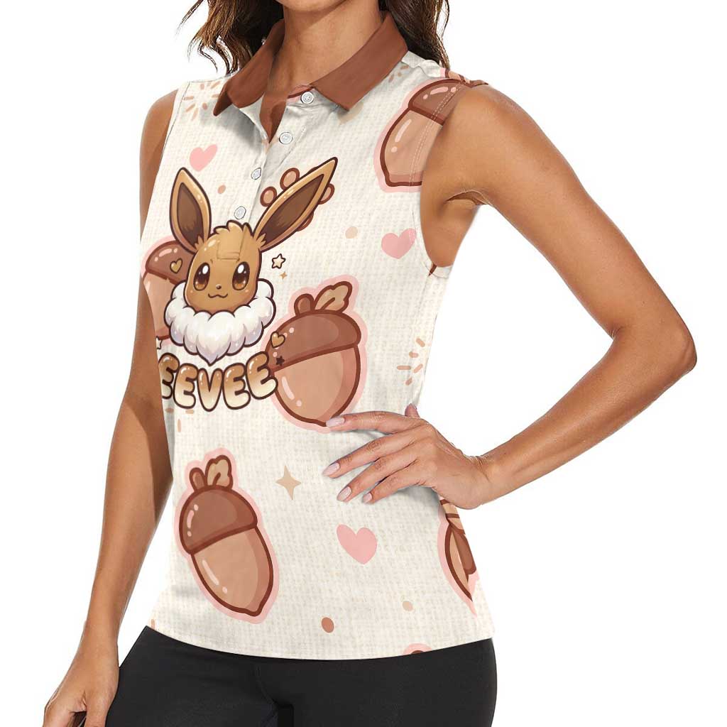 Eevee Women Sleeveless Polo Shirt Cozy Autumn Acorn Art