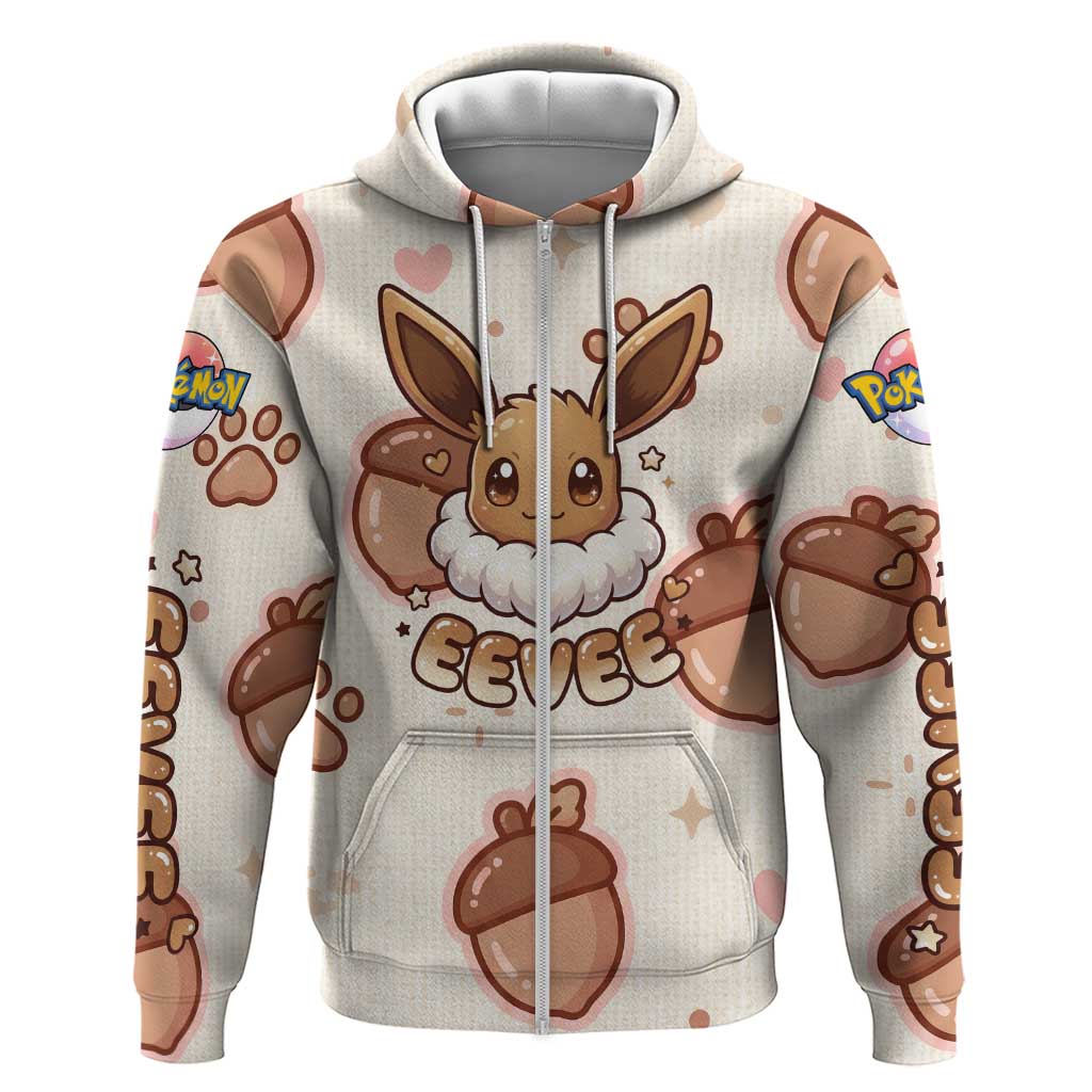 Eevee Zip Hoodie Cozy Autumn Acorn Art