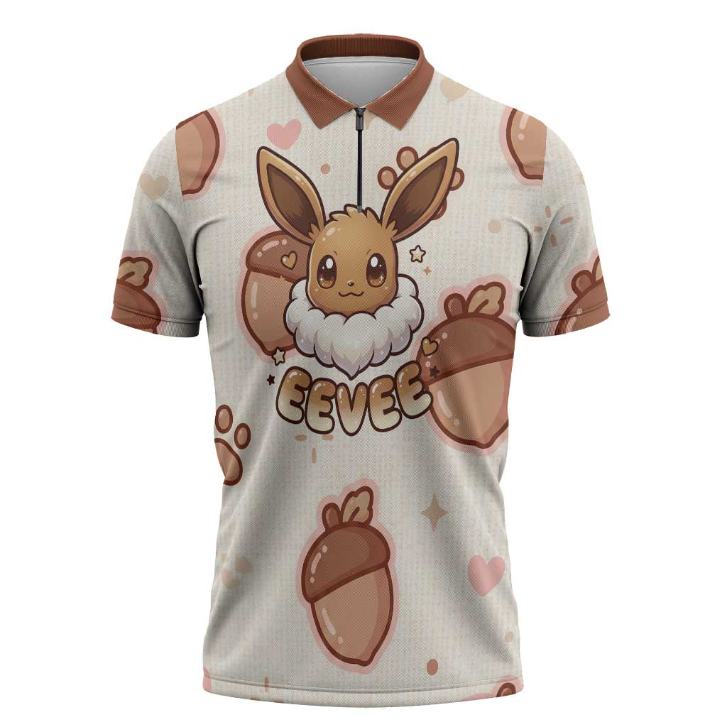 Eevee Zipper Polo Shirt Cozy Autumn Acorn Art