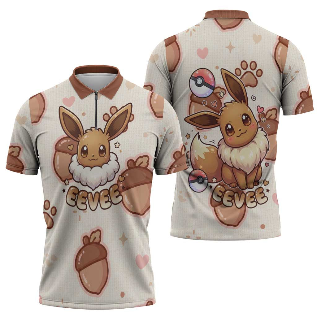 Eevee Zipper Polo Shirt Cozy Autumn Acorn Art
