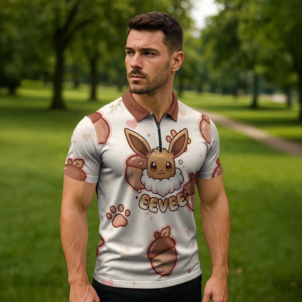 Eevee Zipper Polo Shirt Cozy Autumn Acorn Art